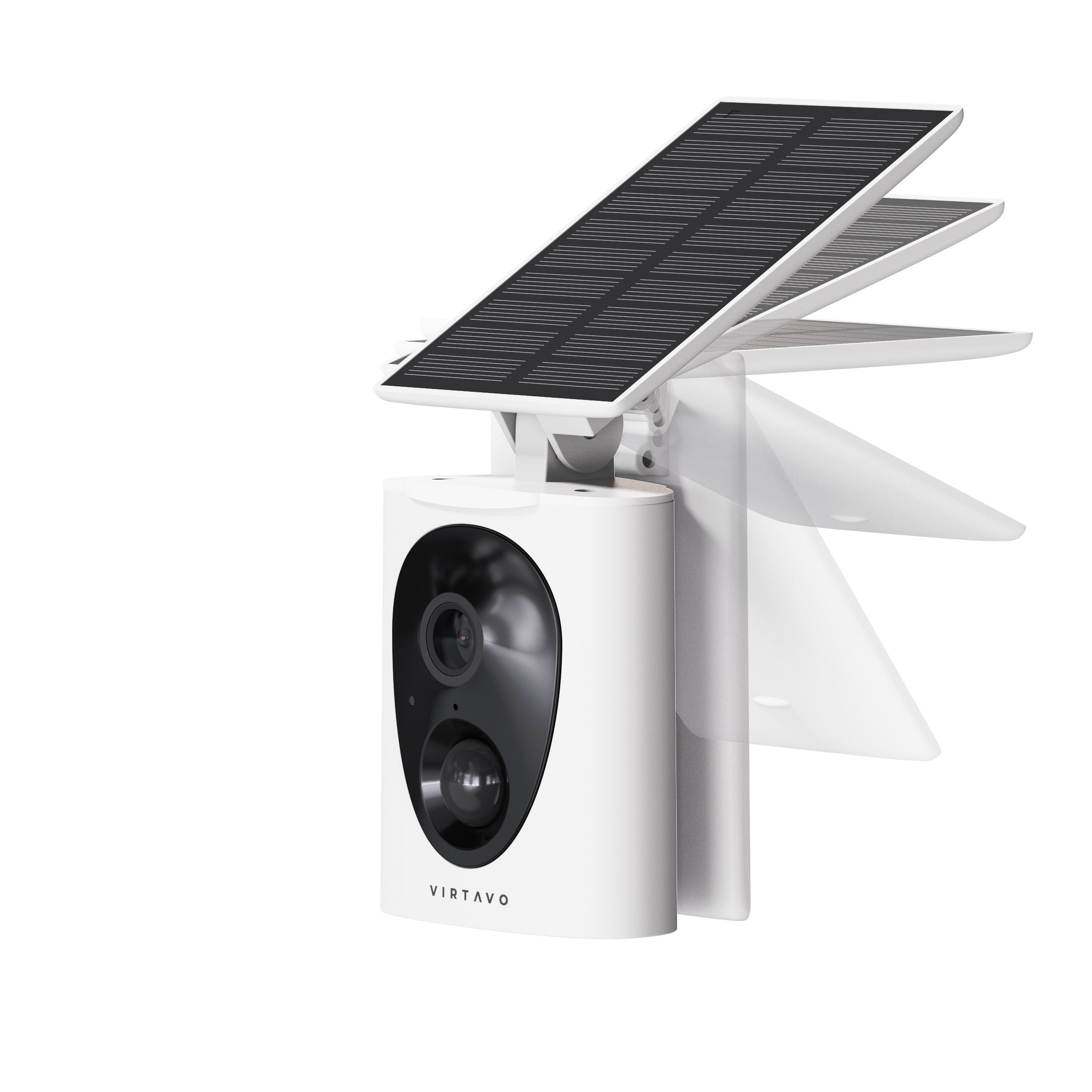 מצלמת אבטחה אלחוטית + פאנל מובנה SolarFlask 2K Outdoor מבית Virtavo