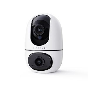 VIRTAVO EggSentry Dual Lens Security Camera | 360° View Indoor Cam, Pet Camera & Baby Monitor with AI Motion Tracking