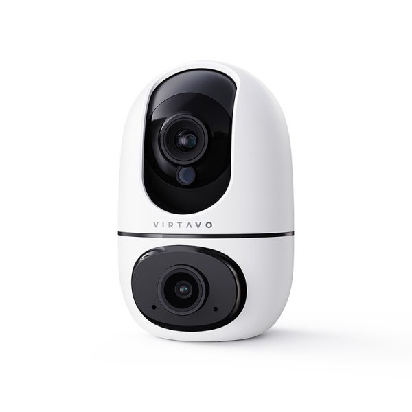 VIRTAVO EggSentry Dual Lens Security Camera | 360° View Indoor Cam, Pet Camera & Baby Monitor with AI Motion Tracking
